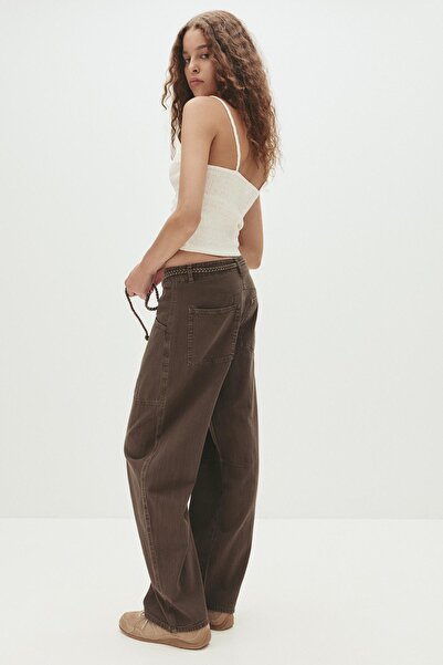 Pull & Bear Bağcıklı bol kesim pantolon