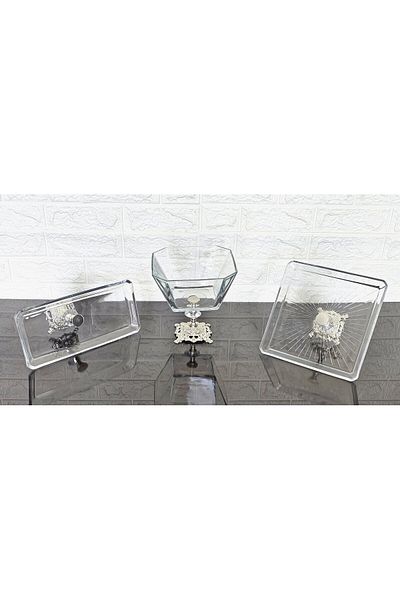 atabey home collection 3-Piece Silver Dowery Set & Presentation Set & Cookie Bowl & Fruit Bowl & Cake Service