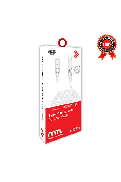 MTL Type-C to Type-C Hızlı Şarj ve Data Kablosu - 2 Metre 60W PD Örgülü MT-A2211