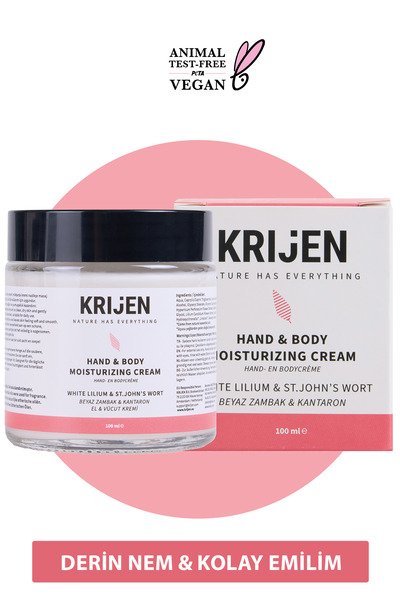 Krijen Zambak & Kantaron El ve Vücut Kremi | E Vitamini + Hindistan Cevizi Yağı + Shea Butter 100 ML