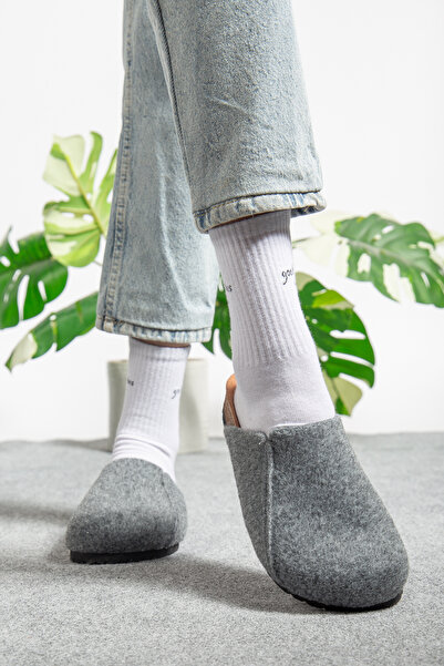 Polomia Comfort Kadın Mantar Taban Eva Konfor Moda Kışlık Önü Kapalı Keçe Model Sabo Outdoor Günlük Rahat Ev Terlik