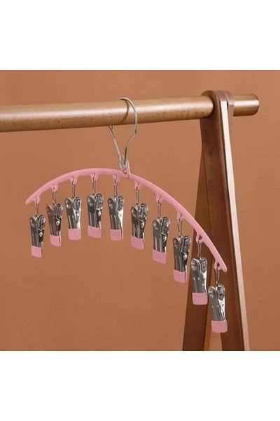 Askıcı 3 Silicone Coated Multi-Purpose Shawl-Socks-Tie-Hat Hangers |   Pink Multi-Latch Wardrobe Organization