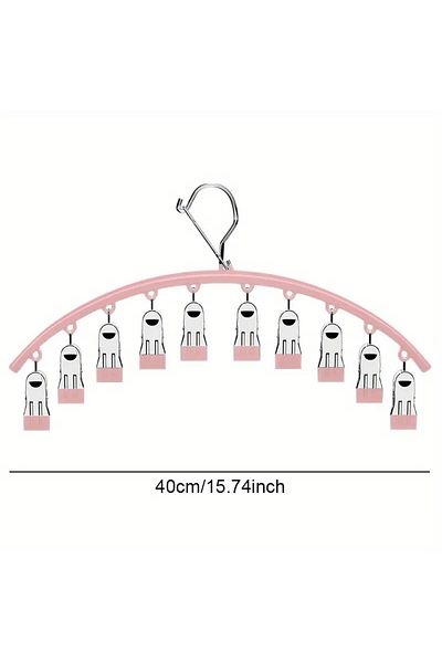 Askıcı 3 Silicone Coated Multi-Purpose Shawl-Socks-Tie-Hat Hangers |   Pink Multi-Latch Wardrobe Organization