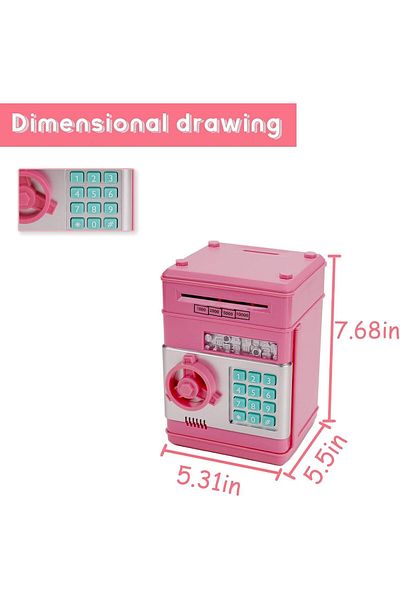 SUKILO Electronic ATM Money Bank for Kids, Digital Password Protected Safe Box with Coin Slot & Note