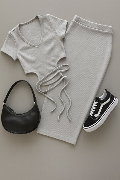 NoVibe Γυναικείο Σετ Ελαστική Φούστα με Δαντέλα στη μέση