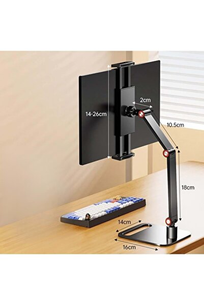 Triline Monitör Tablet iPad Telefon Tutucu 12-16 İnç Universal Metal 360° Derece Döner Stand