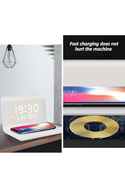Generic Digital Alarm Clock with Wireless Charger - Bedside Table Alarm Clock & Wireless Charger (Black)