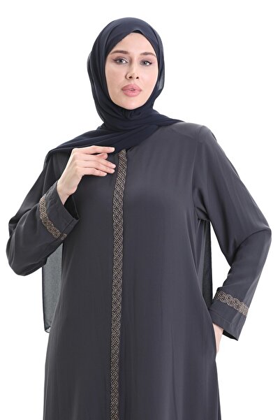 ISTANBUL STYLES Stone Embroidered Crepe Fabric Ferace