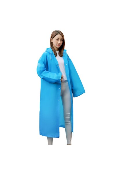 Flippy Rain Poncho for Adults 150-180 cm, EVA, Waterproof, Wind-Resistant, Snap Closure, 140 g, Blue