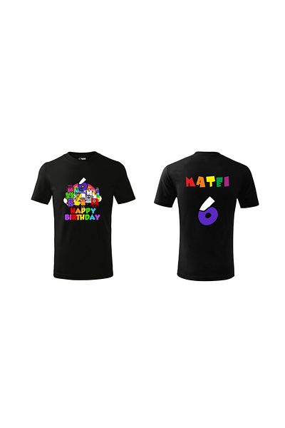 Malfini Tricou personalizat, "Numberblocks - Happy Birthday ", 6 ani