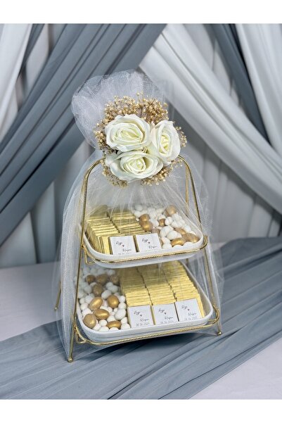 Cyz Home Kişiye Özel Çift Katlı Sunumluk Tül Süslemeli 60 Adet Kız İsteme Çik...