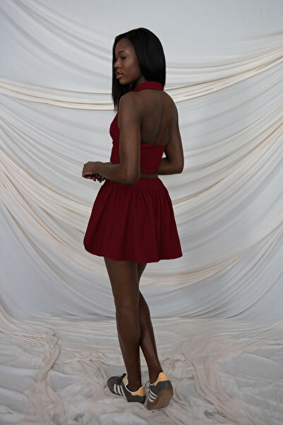 ŞEBNEM GÜNAY Burgundy Skirt with Shorts