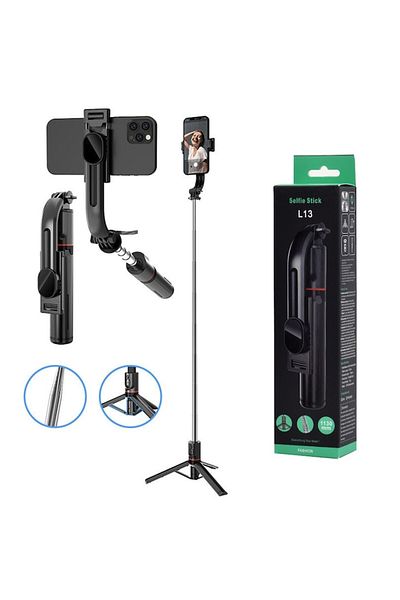 Danex Selfie Stick si Trepied Stabil Bluetooth, 113cm, R47, Otel inoxidabil, Deep Dark