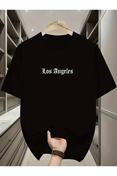 FUFLUNS تي شيرت برقبة دائرية مطبوع عليه لوس أنجلوس