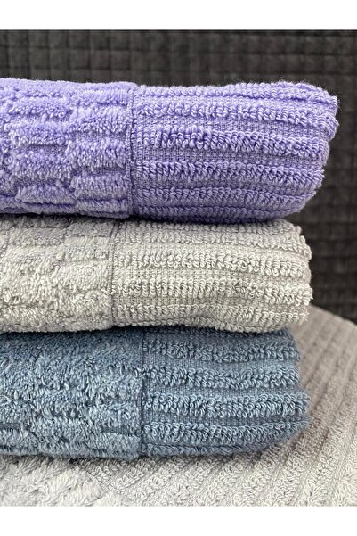 Teksev Набір з 3 рушників для рук і обличчя Grid – 50x90 см, 100% бавовна, м'яка текстура, плетений візерунок.