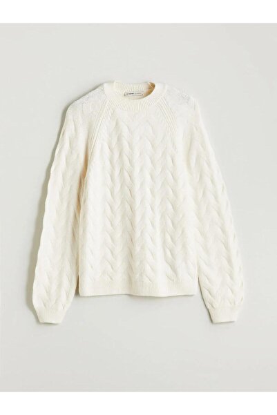 LC Waikiki LCWAIKIKI Classic Bisiklet Yaka Kendinden Desenli Kadın Triko Kazak (W5)