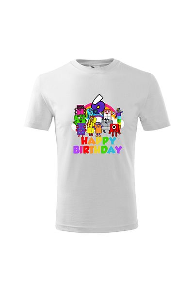 Malfini Tricou personalizat, "Numberblocks - Happy Birthday ", 6 ani