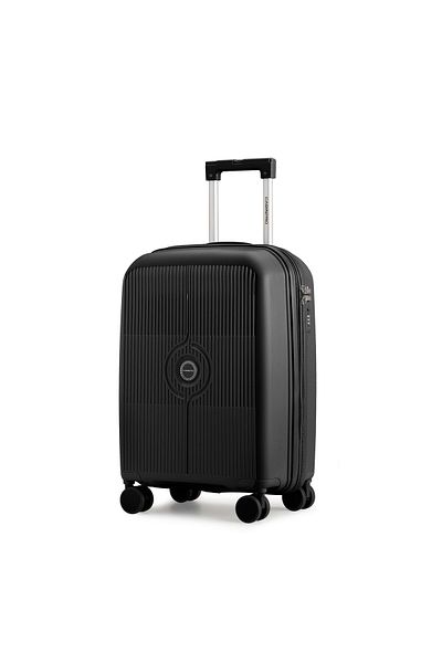 CABIN PRO Trolley Bag - Expandable Polypropylene Hard Shell Luggage - Spinner Wheels - Black