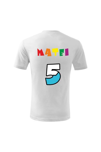 Malfini Tricou personalizat, "Numberblocks - Happy Birthday ", 5 ani