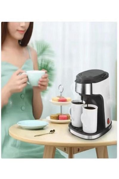 Generic Coffee Maker – 450W, 240ml, Dual Cup Brewing Machine for Coffee and Tea | Electric Filter Brewer