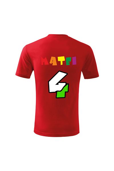 Malfini Tricou personalizat, "Numberblocks - Happy Birthday ", 4 ani