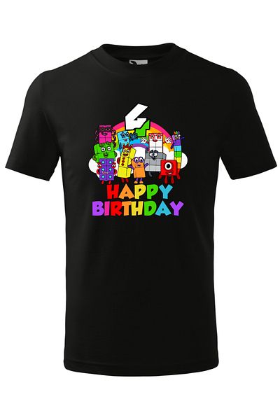 Malfini Tricou personalizat, "Numberblocks - Happy Birthday ", 4 ani,