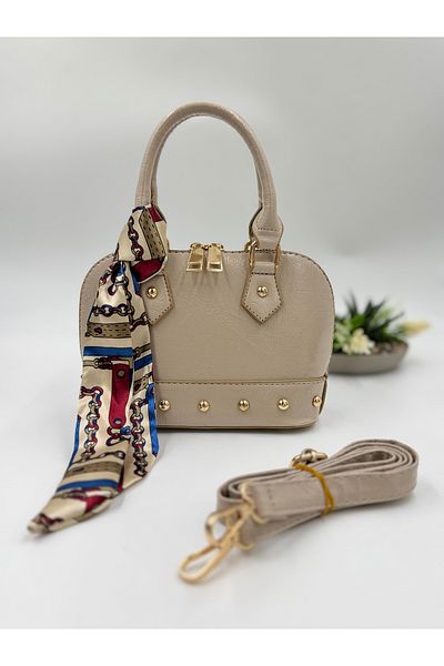 AVİVAB Aviva Scarf Detailed Zenna Women's Hand and Shoulder Bag – Crocodile & Wrinkled Patent Leather