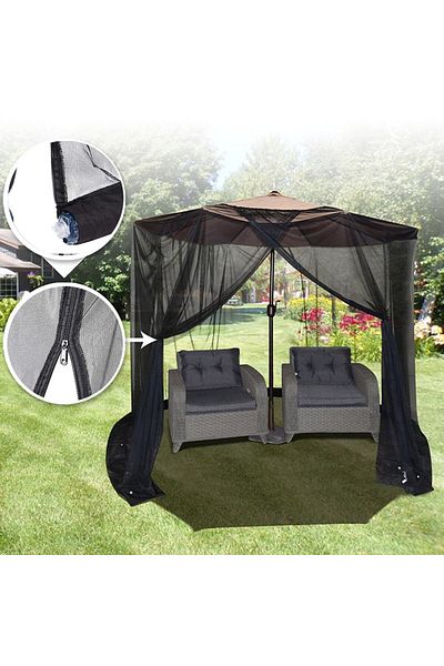 Flippy Plasă anti-țânțari și insecte, înălțime 2,4 m, diametru 3,8 metri, circumferință neagră