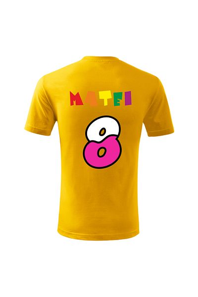 Malfini Tricou personalizat, "Numberblocks - Happy Birthday ", 8 ani,
