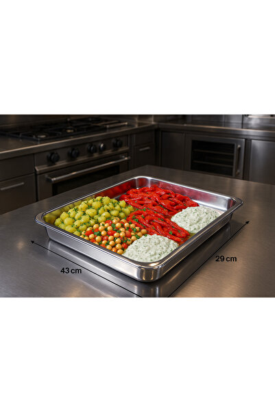 Veliday Paslanmaz Çelik Meze Küveti 43 cm * 29 cm - Paslanmaz Çelik Küvet