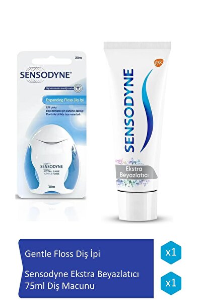 Sensodyne Gentle Floss Diş İpi 30mt & Hassas Dişler İçin Beyazlatıcı Diş Macunu 75 Ml