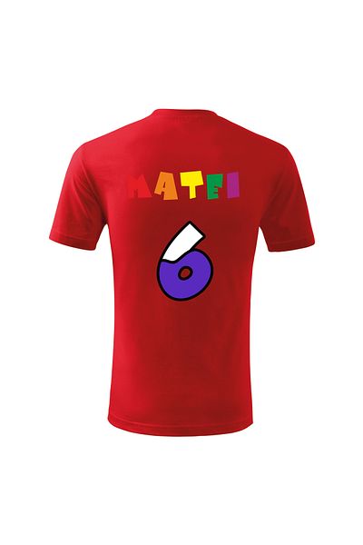 Malfini Tricou personalizat, "Numberblocks - Happy Birthday ", 6 ani,