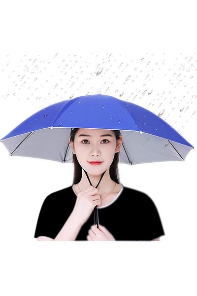 Flippy Head Umbrella, Flippy, Diameter 69 cm, Adjustable Head Strap, UV/Rain Protection, Dark Blue