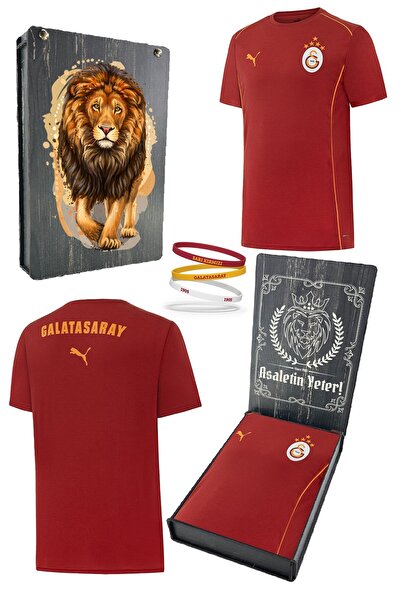 Galatasaray Orijinal Lisanslı Sıfır Yaka Kırmızı Antrenman 5 Yıldızlı T-Shirt + Bileklik