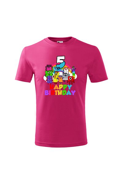 Malfini Tricou personalizat, "Numberblocks - Happy Birthday ", 5 ani