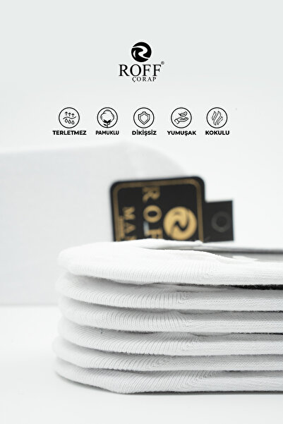 ROFF ÇORAP Roff Cotton Men's Ballerina Socks Seamless Invisible Anti-Slip Silicone Pack of 9