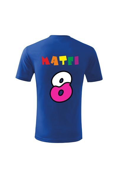Malfini Tricou personalizat, "Numberblocks - Happy Birthday ", 8 ani,