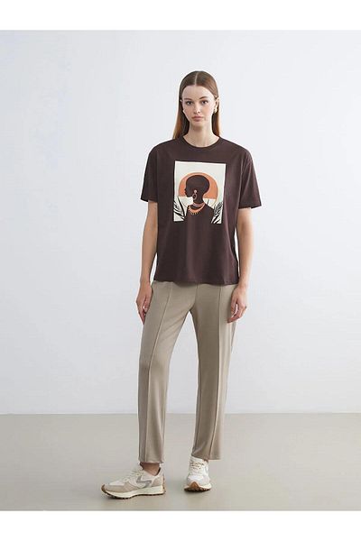 LC Waikiki Tricou oversize pentru femei LCW Vision Crew Neck imprimat (W5)