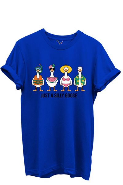 WİDİ Just a Silly Goose Scris Fun Goose Characters Imprimat 100% bumbac Tricou unisex cu croiala normală
