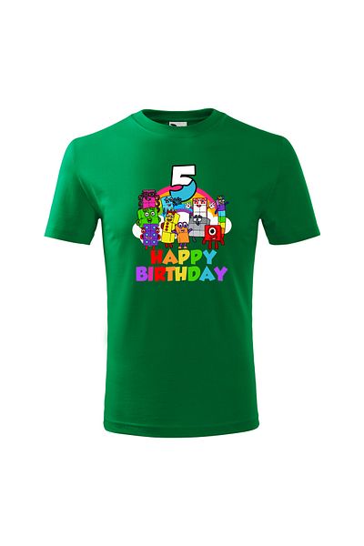 Malfini Tricou personalizat, "Numberblocks - Happy Birthday ", 5 ani