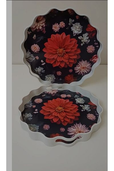KÜBRAHOME'S 2Pcs Round Plastic Tea,Coffee Presentation Tray