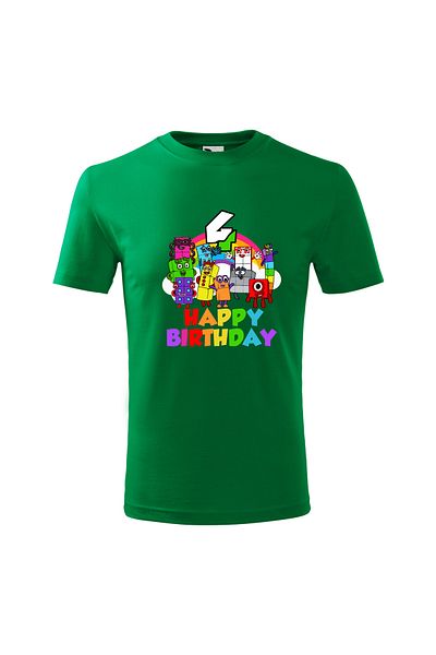 Malfini Tricou personalizat, "Numberblocks - Happy Birthday ", 4 ani,