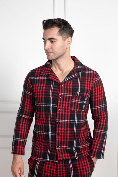 Mavelle Men's Plaid Large Size Winter Bottom Top Pajamas Suit 2950