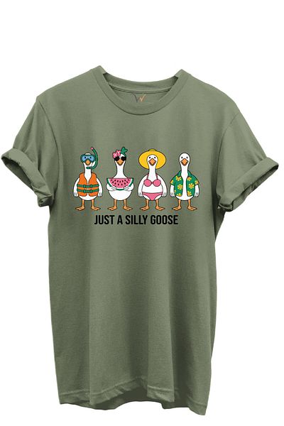WİDİ Just a Silly Goose Scris Fun Goose Characters Imprimat 100% bumbac Tricou unisex cu croiala normală