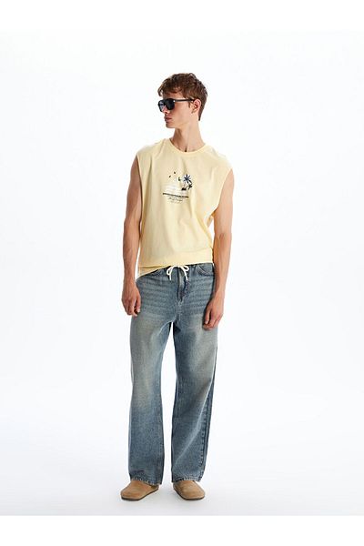 LC Waikiki Ανδρικό αμάνικο μπλουζάκι με στάμπα New Season Crew Neck - S5R289Z8