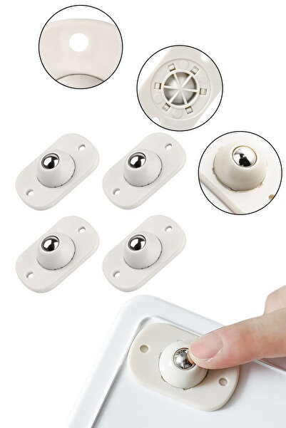 NOYİSKA 4 Adet Pratik 360 Derece Döner Tekerlek Bilyeli Eşya Kaydırma Aparatı Yapışkanlı Mini Tekerlekler