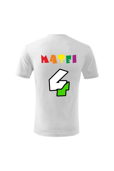 Malfini Tricou personalizat, "Numberblocks - Happy Birthday ", 4 ani