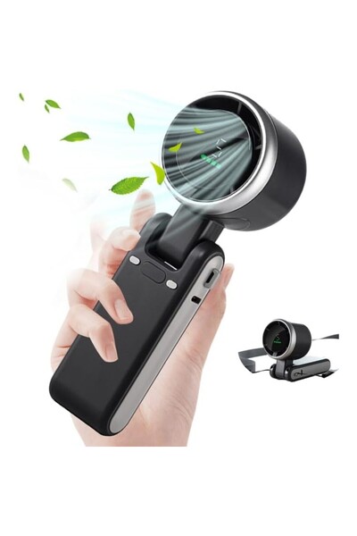 Flippy Mini Portable Fan Flippy, 5 Speeds, Digital Display, USB-C, Black