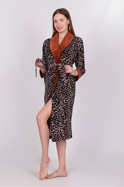 Nuşa Robă elegantă și elegantă cu model leopard Niki din catifea din bumbac din bumbac