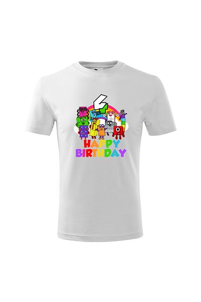 Malfini Tricou personalizat, "Numberblocks - Happy Birthday ", 4 ani